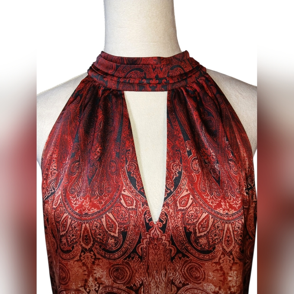 Paisley Ombre Halter Blouse  in Burgundy and Cream - Picture 2 of 10